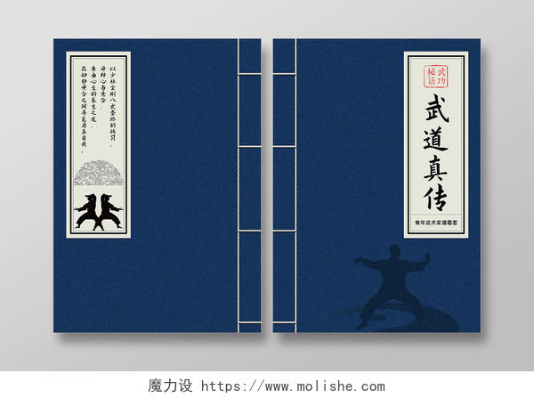 蓝色古书武术秘籍书籍设计书籍封面